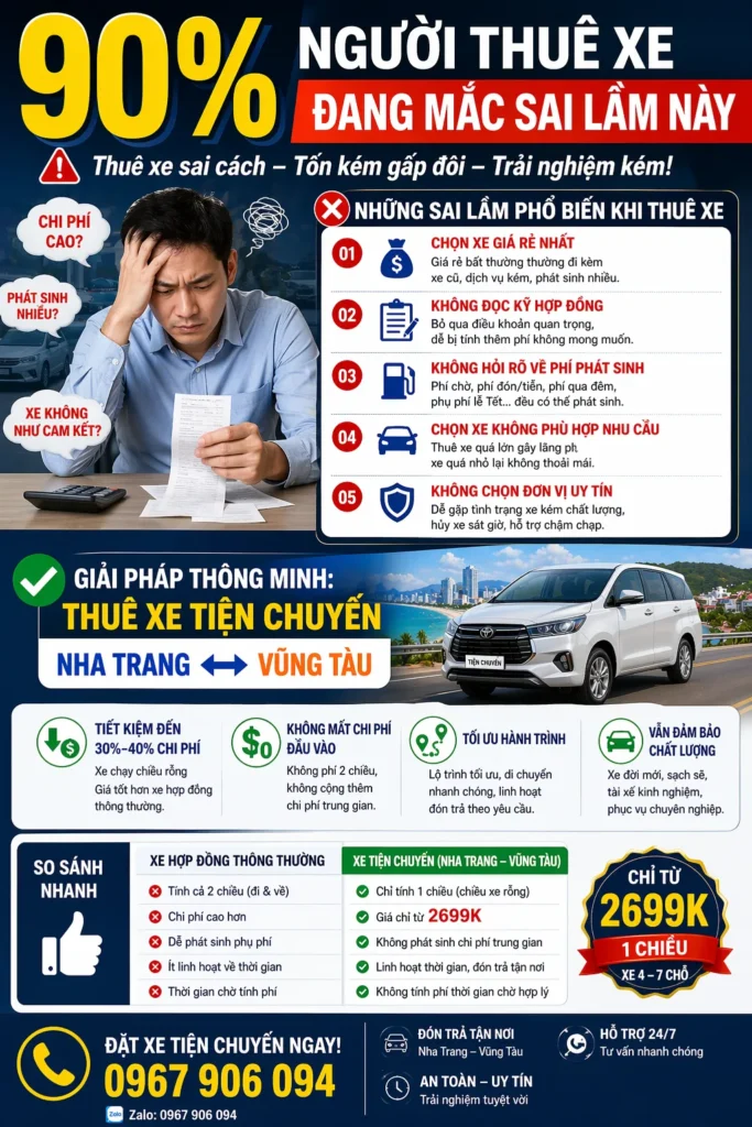 Những sai lầm khi đặt xe Nha Trang - Vũng Tàu