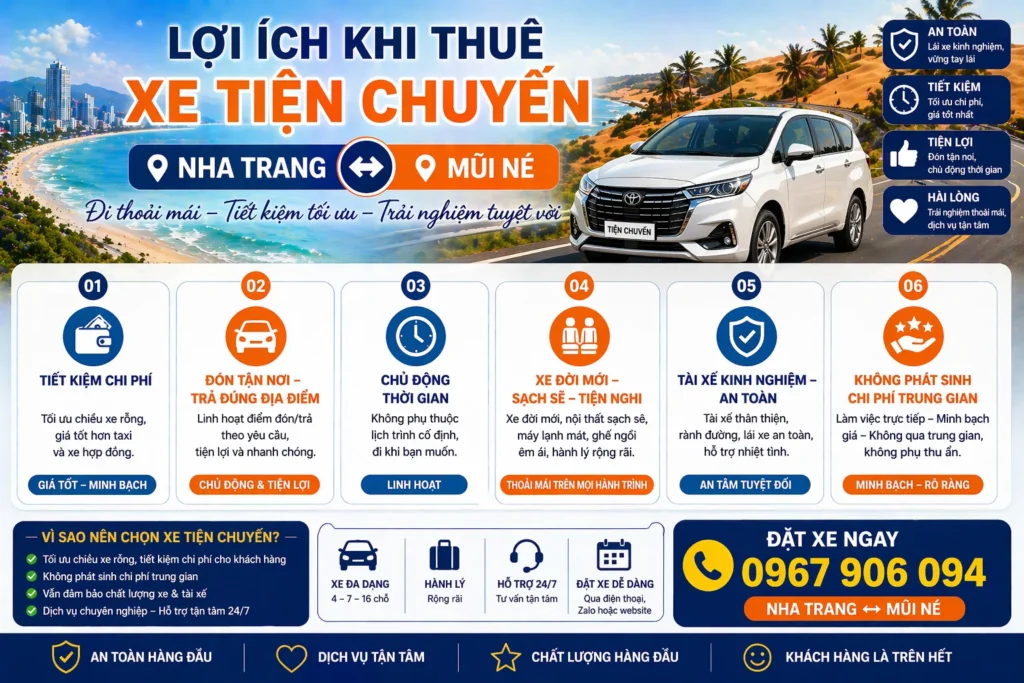 Xe tiện chuyến giúp khách hàng thoải mái trong mọi hành trình