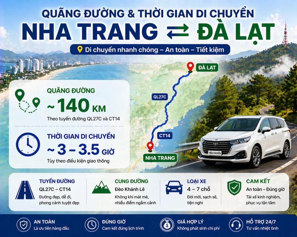 Quảng đường di chuyển từ nha trang đến đà lạt