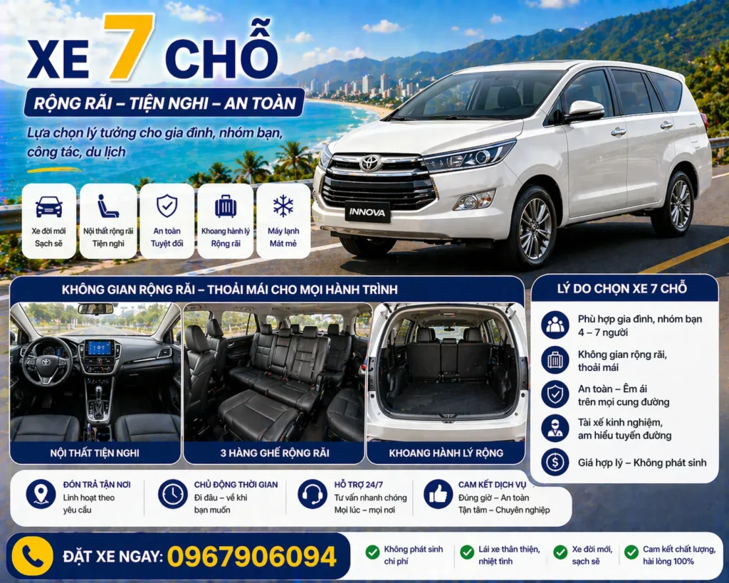Xe 7 chỗ phù hợp cho gia đình đi du lịch