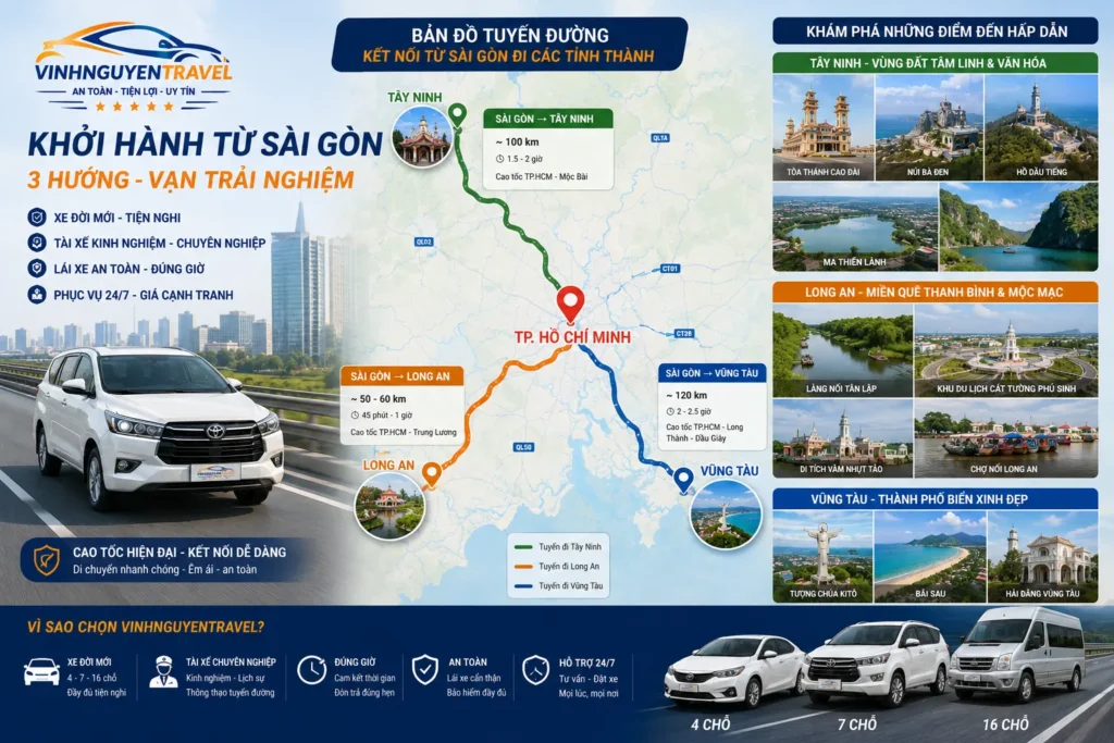 Thuê xe liên tỉnh từ Sài Gòn đi tỉnh giá tốt