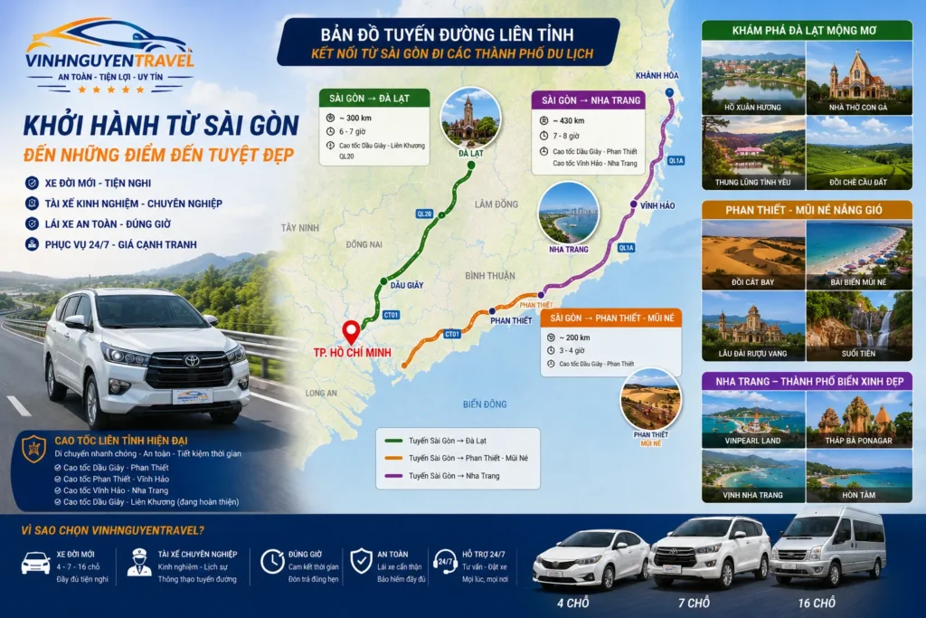 Dịch vụ thuê xe đi tỉnh an toàn và tiện lợi