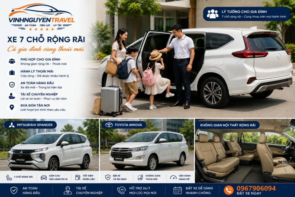 Xe 7 chỗ rộng rãi cho gia đình đông người