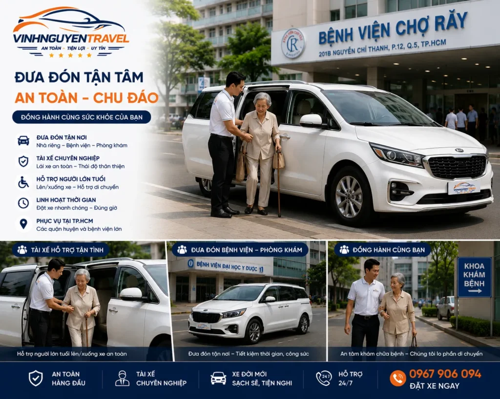 Thuê xe khám bệnh an toàn cho người lớn tuổi