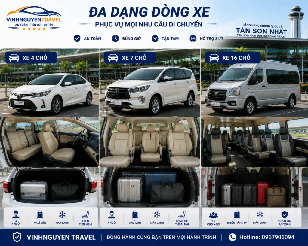 Các dòng xe thuê đưa đón sân bay phổ biến hiện nay