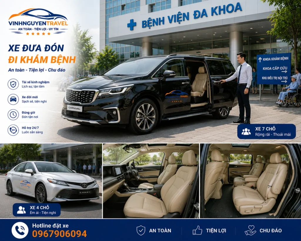 Nhiều dòng xe đưa đón bệnh viện phù hợp cá nhân và gia đình