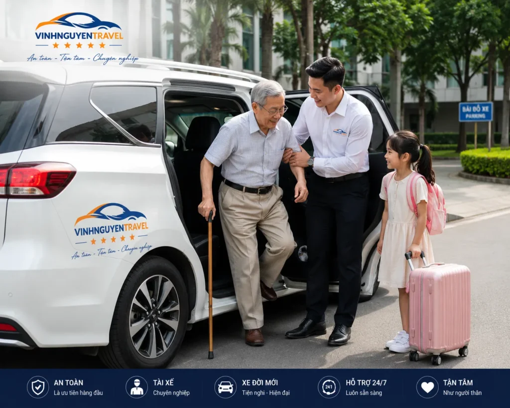 Tài xế hỗ trợ khách hàng chu đáo giúp hành trình thuận tiện hơn.