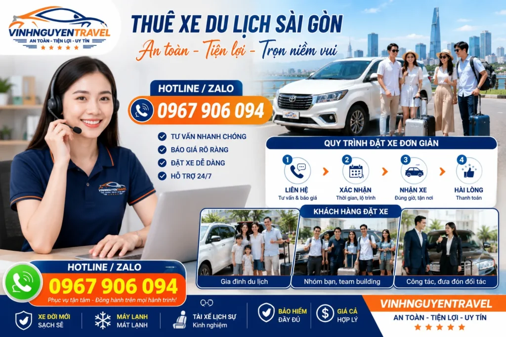 Liên hệ Vinh Nguyen Travel để đặt xe liên tỉnh nhanh chóng và tiện lợi