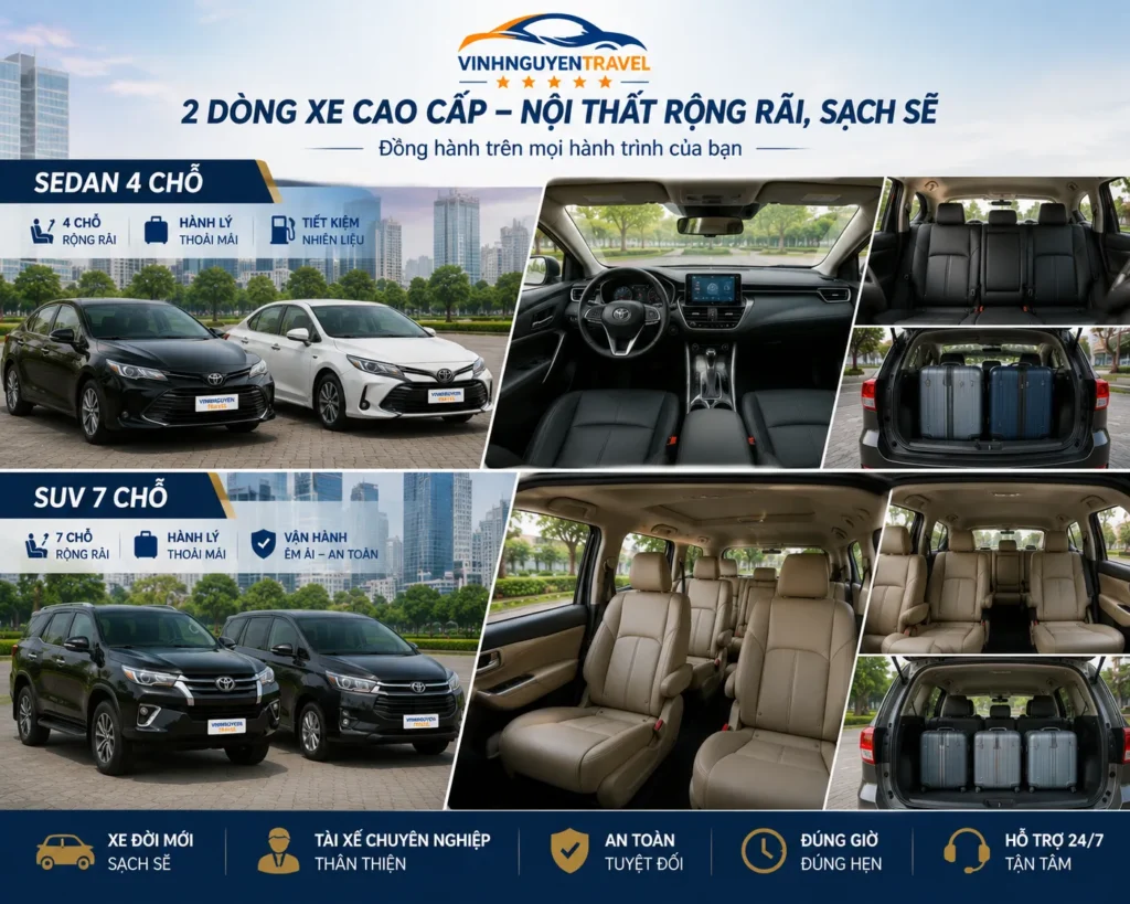 Đội ngũ tài xế chuyên nghiệp hỗ trợ khách hàng tận tình trong suốt chuyến đi.