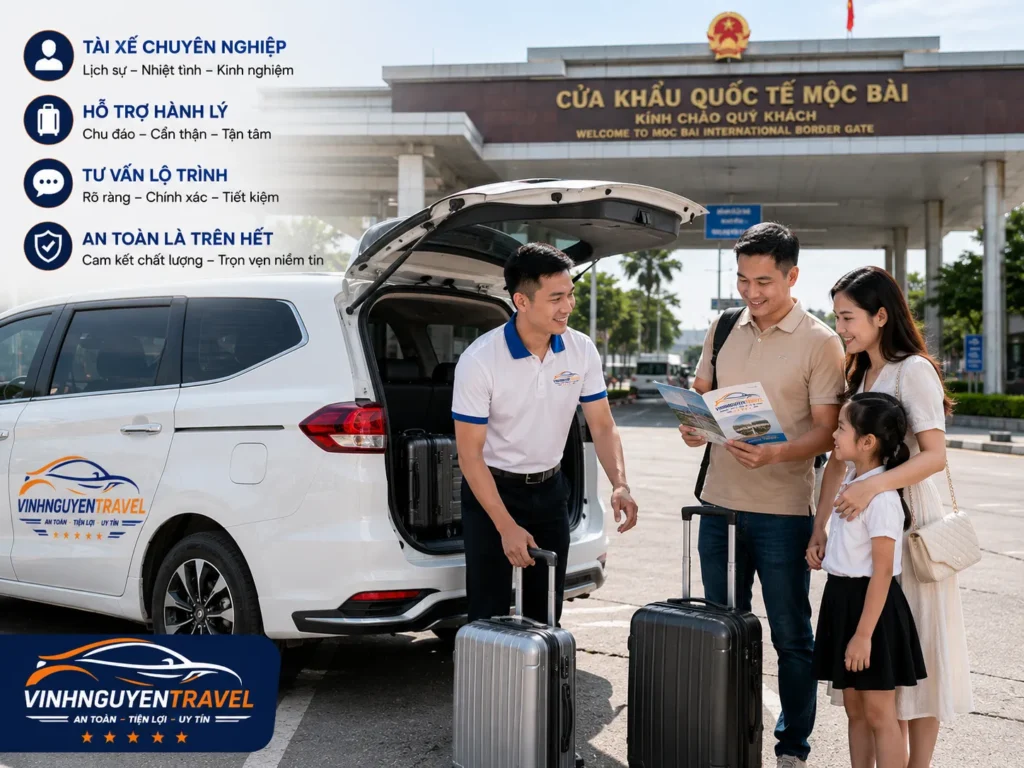 Đội ngũ tài xế nhiều kinh nghiệm tuyến cửa khẩu, hỗ trợ khách tận tình.