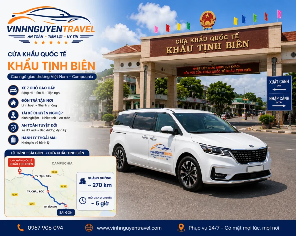 Thuê xe đi Tịnh Biên giúp hành trình Châu Đốc – Campuchia thuận tiện hơn.